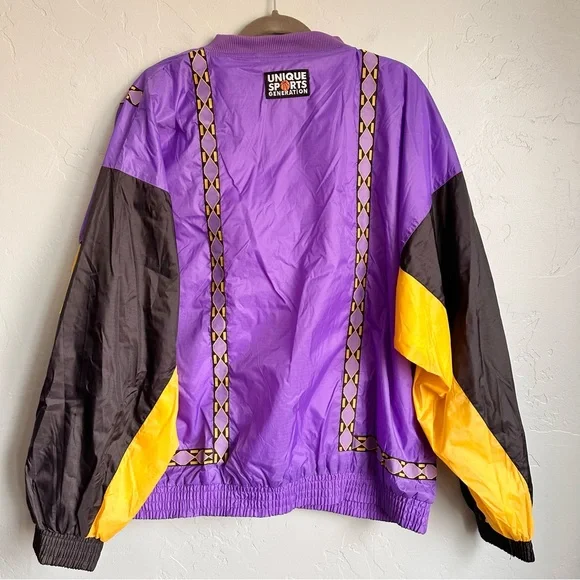 Vintage 90’s NBA Lakers Nylon Colorblock Streetwear Windbreaker Jacket‎ XL EUC